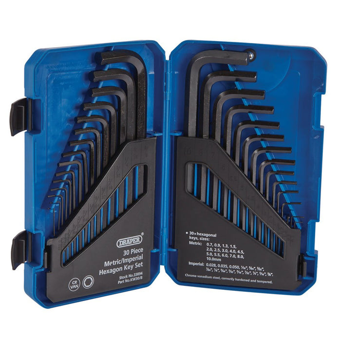 DRAPER Metric/Imperial Combined Long Pattern Hexagon Key Set (30 Piece)