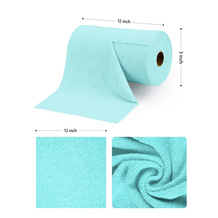 Socrates Microfiber Cleaning Cloth Roll – 50 Tear-Away, Ultra-Absorbent, Reusable, Washable, Quick-Dry Towels.