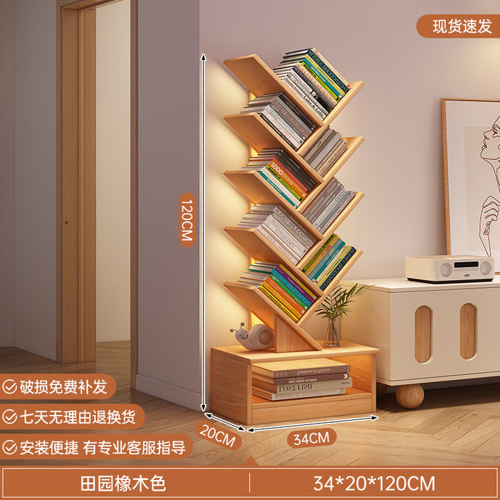 简易书架落地置物架客厅树形小书柜家用靠墙多层窄缝收纳储物柜子