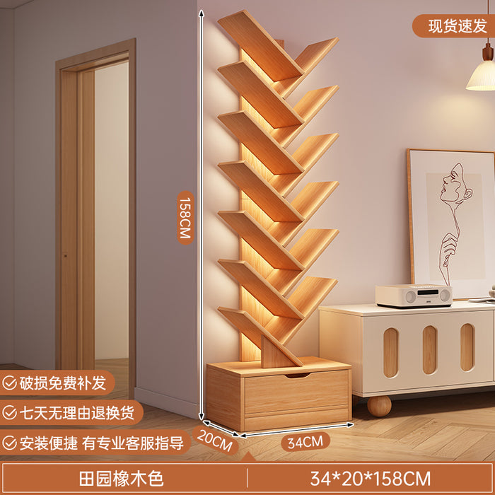 简易书架落地置物架客厅树形小书柜家用靠墙多层窄缝收纳储物柜子