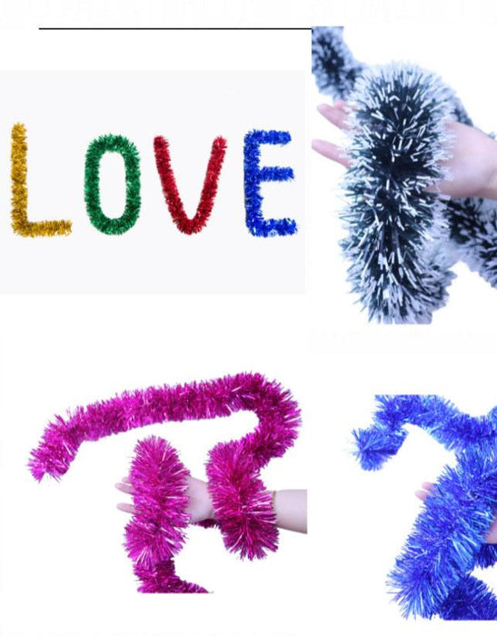 10 Pack 2m Christmas Tinsel Garland Bows Party Xmas Tree Ornaments Door Fireplace