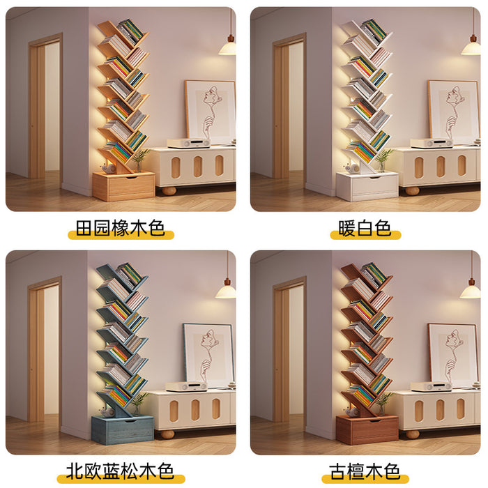 简易书架落地置物架客厅树形小书柜家用靠墙多层窄缝收纳储物柜子