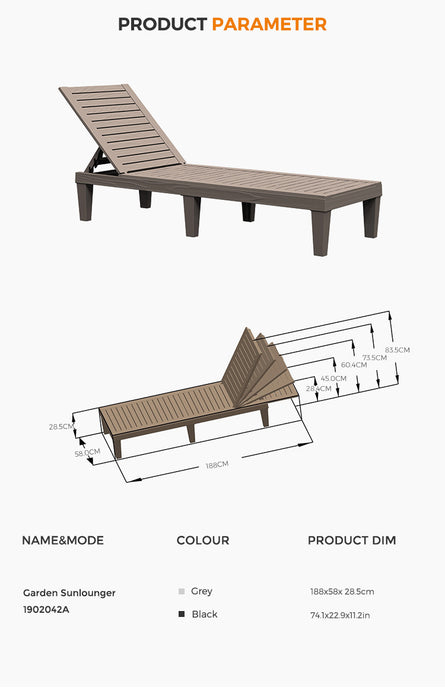 PRESALE Laguna Adjustable Sunlounger with Cushions (Model 1902042A) SUKK