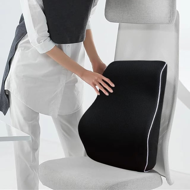 Ergonomic Lumbar Support Pillow for Office Chair, Car Seat, and Travel | Memory Foam Back Cushion for Pain Relief and Posture Correction | Ideal for Home, Office, and Car Use