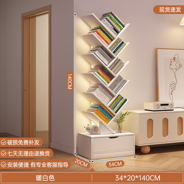 简易书架落地置物架客厅树形小书柜家用靠墙多层窄缝收纳储物柜子