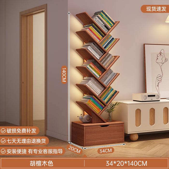 简易书架落地置物架客厅树形小书柜家用靠墙多层窄缝收纳储物柜子