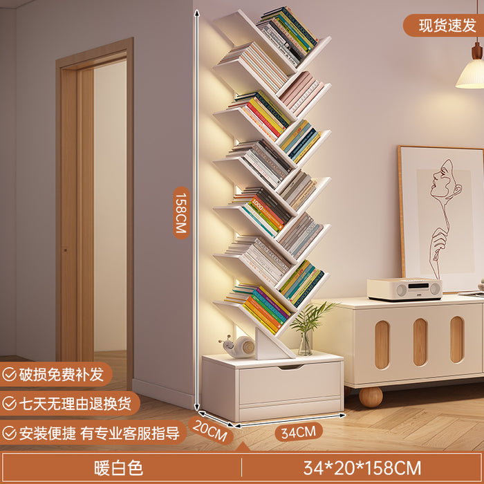 简易书架落地置物架客厅树形小书柜家用靠墙多层窄缝收纳储物柜子