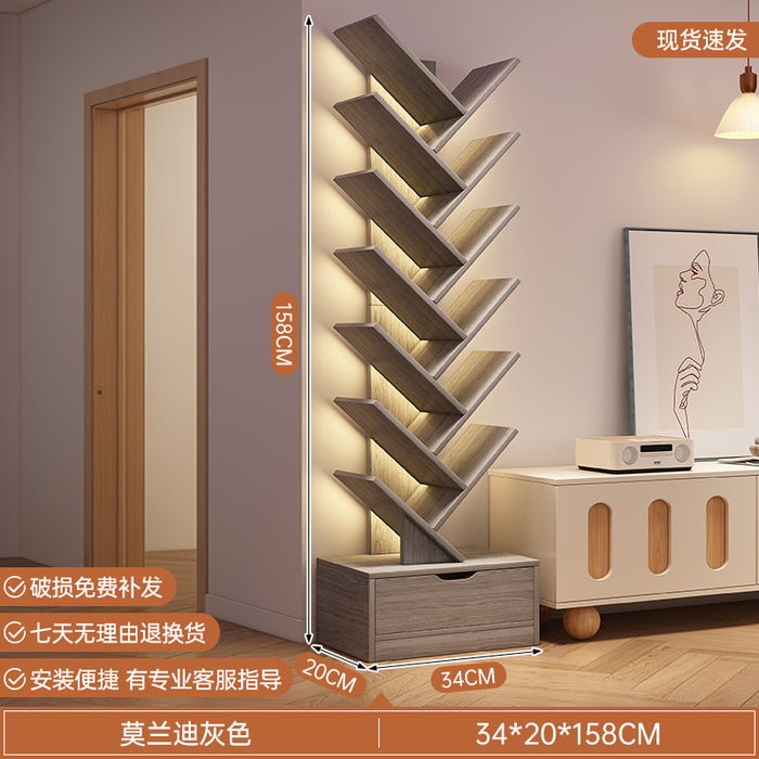 简易书架落地置物架客厅树形小书柜家用靠墙多层窄缝收纳储物柜子