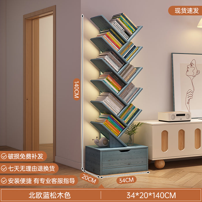 简易书架落地置物架客厅树形小书柜家用靠墙多层窄缝收纳储物柜子