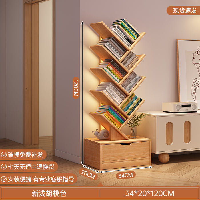简易书架落地置物架客厅树形小书柜家用靠墙多层窄缝收纳储物柜子
