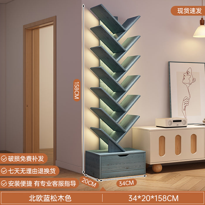 简易书架落地置物架客厅树形小书柜家用靠墙多层窄缝收纳储物柜子