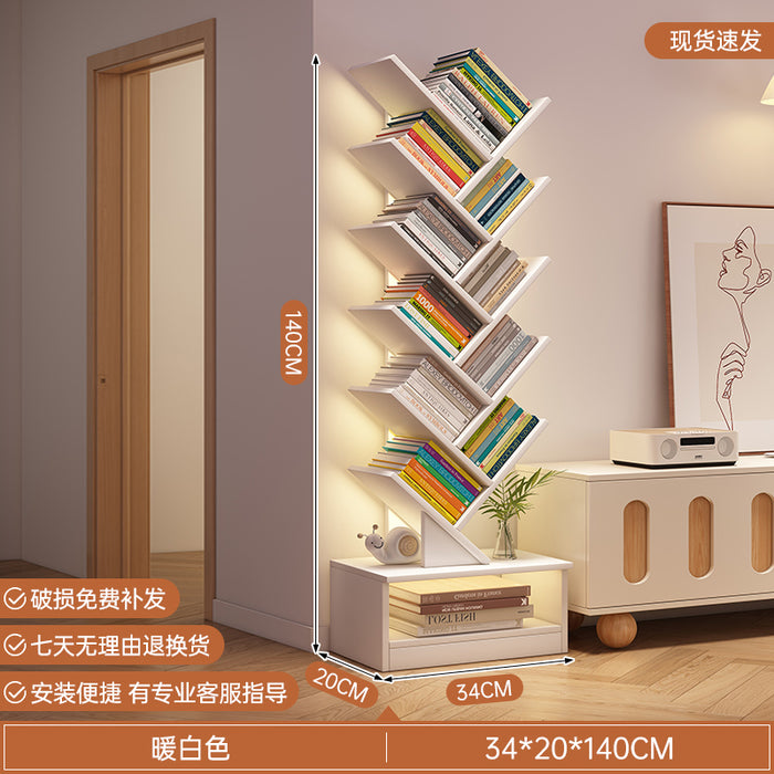 简易书架落地置物架客厅树形小书柜家用靠墙多层窄缝收纳储物柜子
