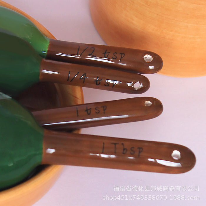Cactus Ceramic Measuring Spoon with Base