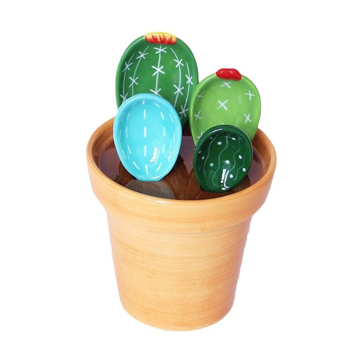 Cactus Ceramic Measuring Spoon with Base