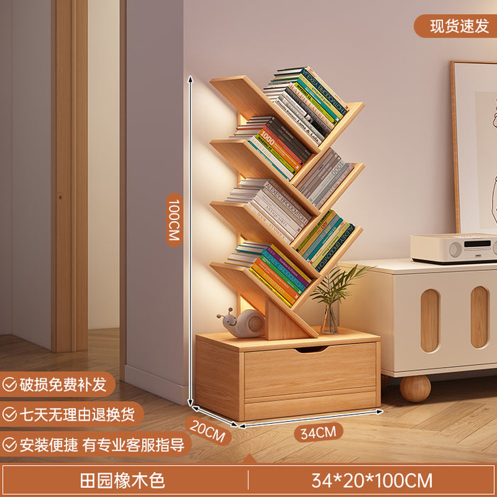 简易书架落地置物架客厅树形小书柜家用靠墙多层窄缝收纳储物柜子