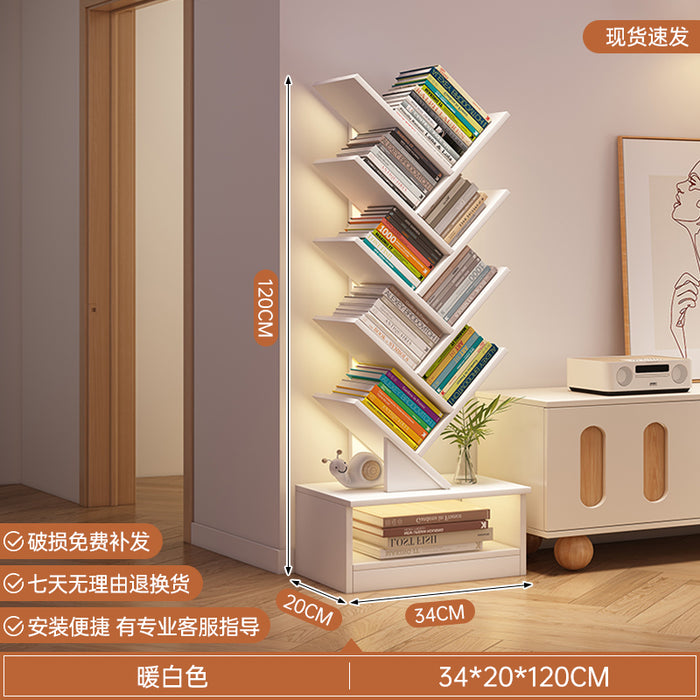 简易书架落地置物架客厅树形小书柜家用靠墙多层窄缝收纳储物柜子