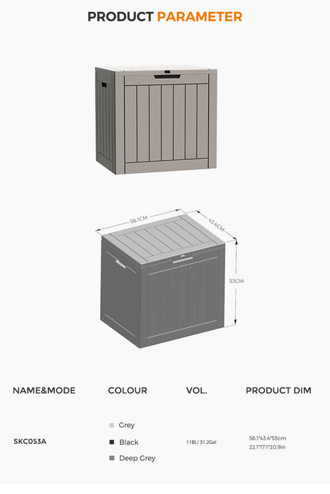 Outdoor Storage Box – 118L Weather-Resistant Storage Solution