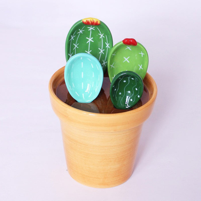 Cactus Ceramic Measuring Spoon with Base