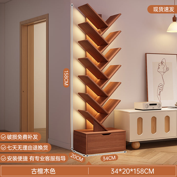 简易书架落地置物架客厅树形小书柜家用靠墙多层窄缝收纳储物柜子