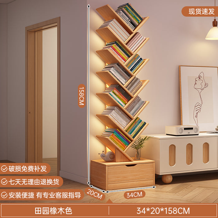 简易书架落地置物架客厅树形小书柜家用靠墙多层窄缝收纳储物柜子