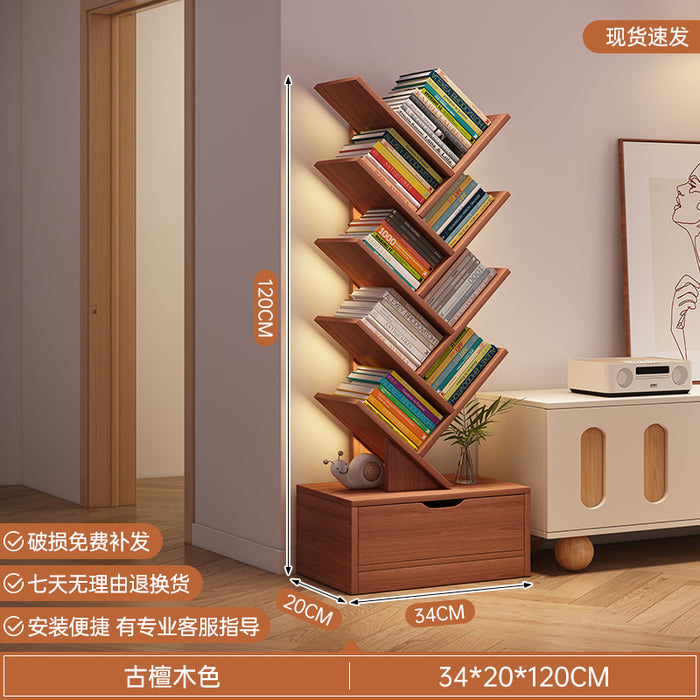 简易书架落地置物架客厅树形小书柜家用靠墙多层窄缝收纳储物柜子