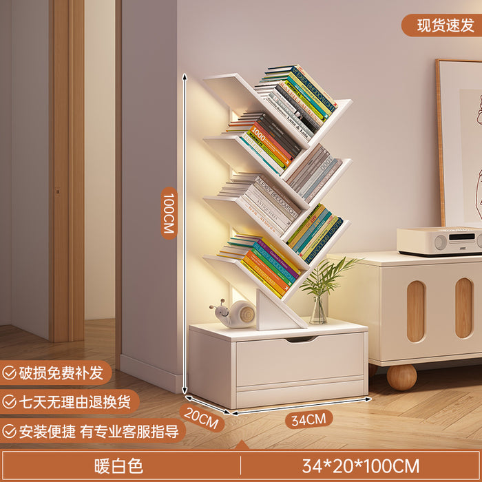简易书架落地置物架客厅树形小书柜家用靠墙多层窄缝收纳储物柜子