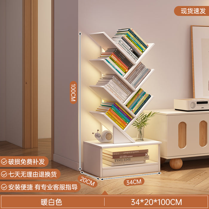简易书架落地置物架客厅树形小书柜家用靠墙多层窄缝收纳储物柜子