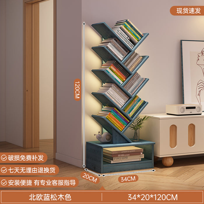 简易书架落地置物架客厅树形小书柜家用靠墙多层窄缝收纳储物柜子