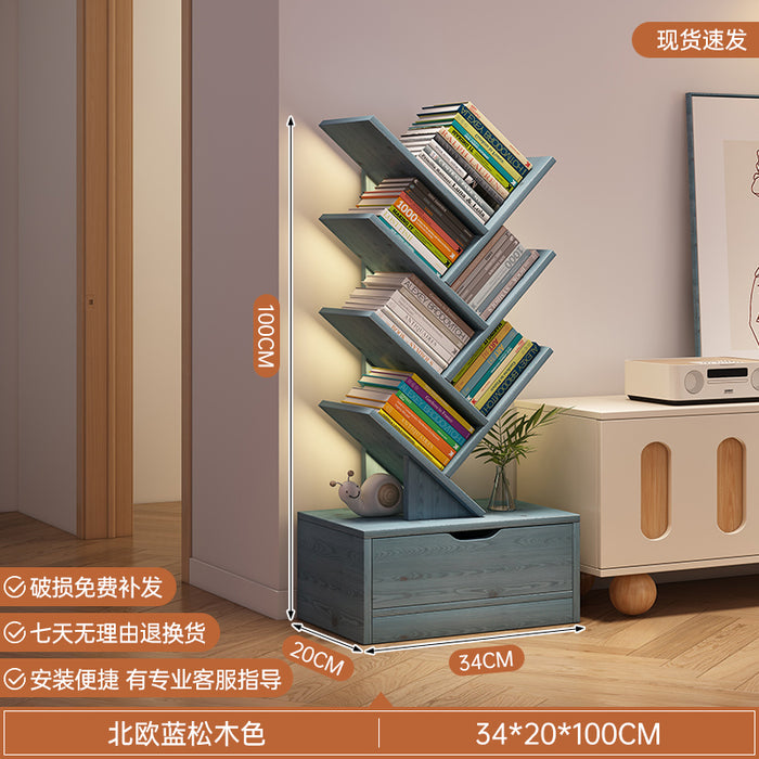 简易书架落地置物架客厅树形小书柜家用靠墙多层窄缝收纳储物柜子