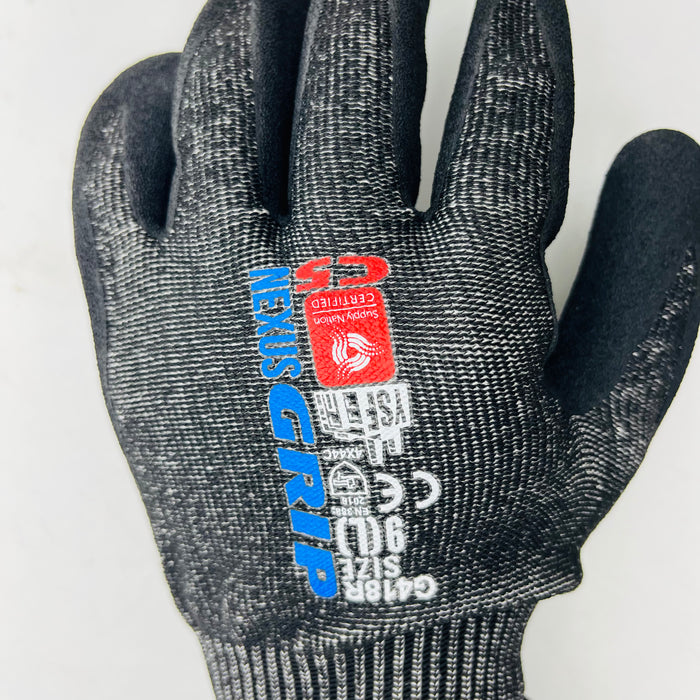 Nexus GRIP G418R Gloves - Sandy Nitrile Foam Coating, Cut Level E, S-2XL