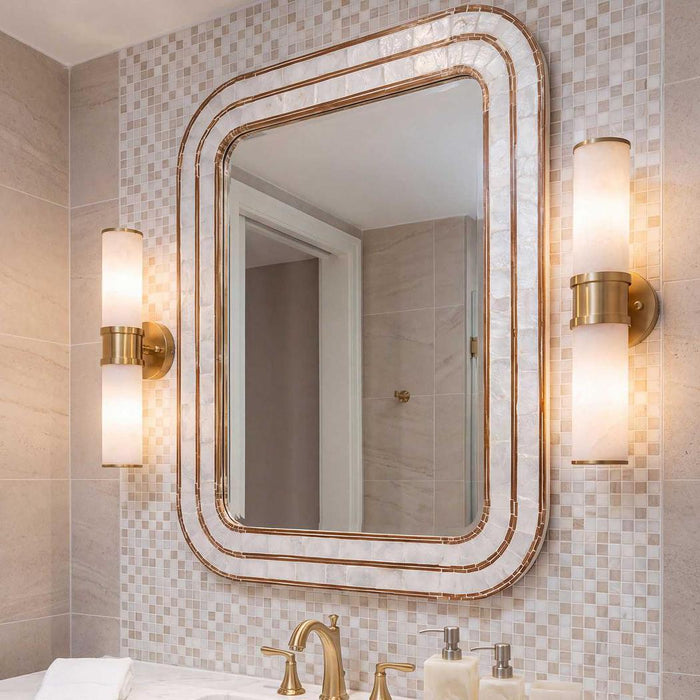 Raya White Shell & Bamboo 90x70 Mirror