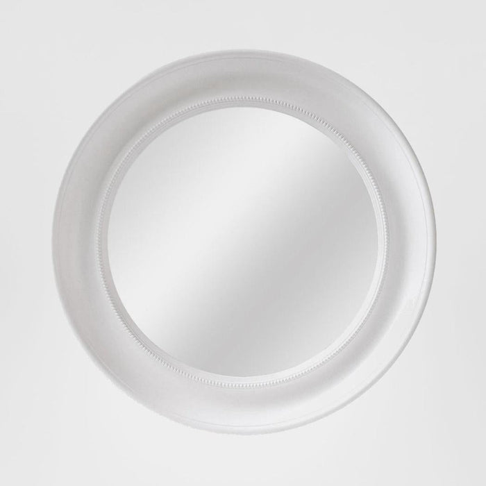 Samantha White Round Beaded Mirror