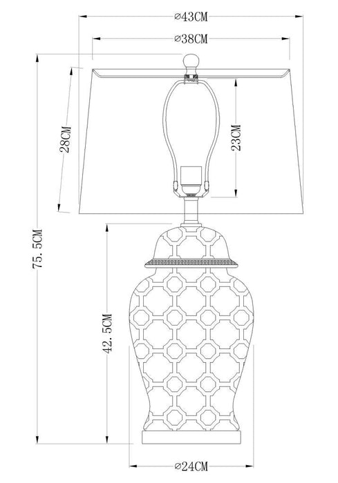 Lucca Blue & White Jar Shaped Lamp & Shade