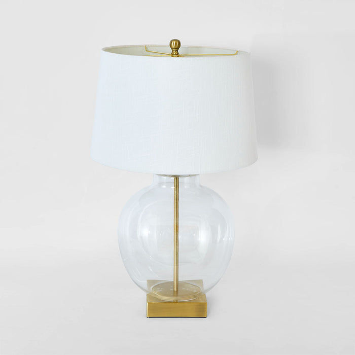 Ellyn Glass and Brass Lamp with White Linen Shade