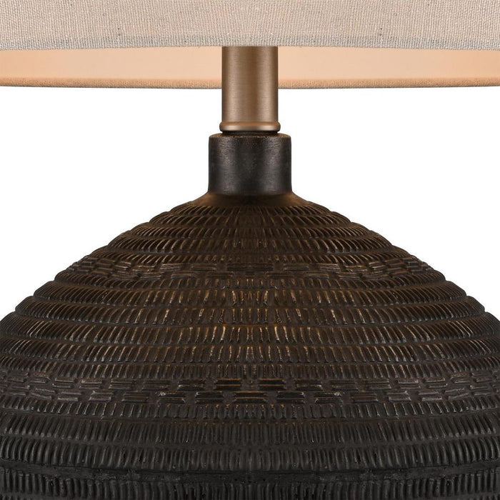 Meridien Black Lamp with Natural Linen Shade