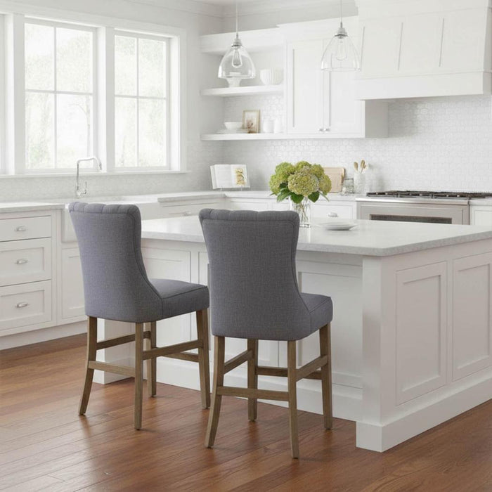 Storm Grey Counter Chair with Buttons