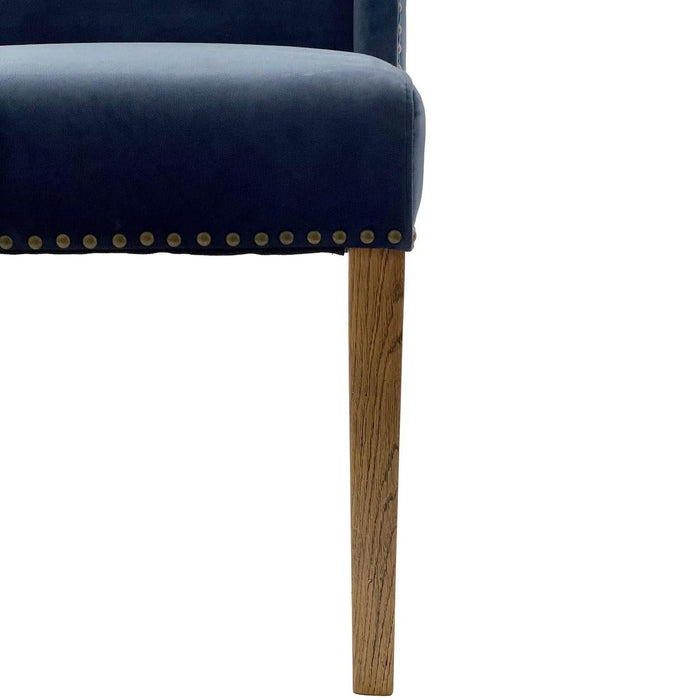 Ithaca Navy Velvet Dining Chair W/Studs