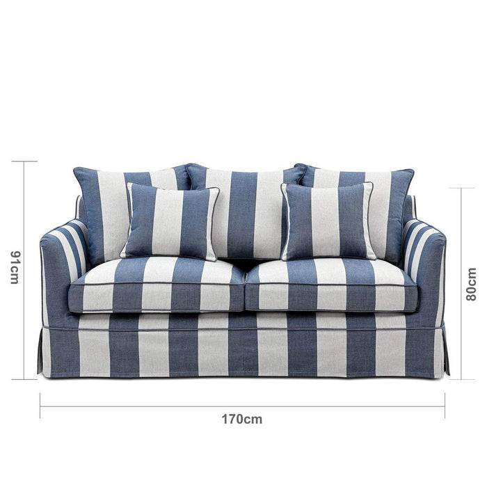 Slip Cover Only - Noosa Hamptons 2 Seat Sofa Denim/Cream Stripe