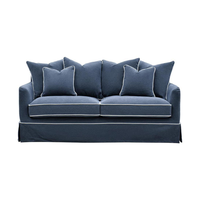 Slip Cover Only - Noosa Hamptons 2.5 Seat Sofa Navy W/White Piping