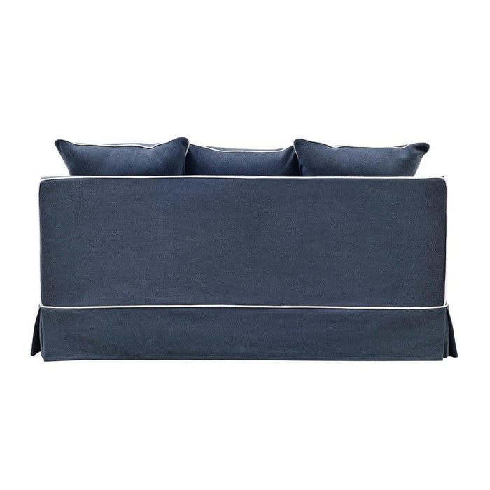 Slip Cover Only - Noosa Hamptons 2 Seat Sofa Bed Navy W/White Piping