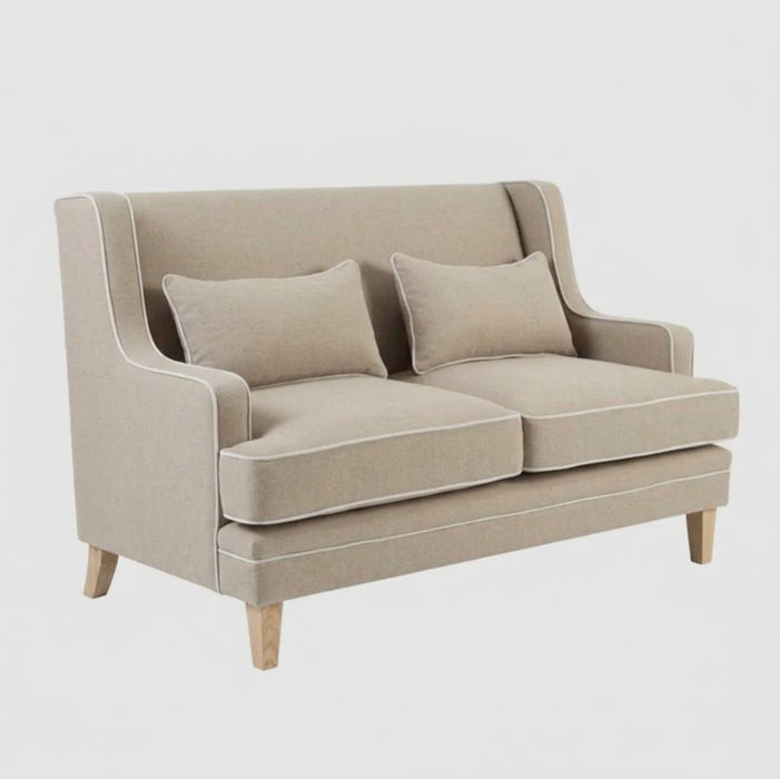 Bondi Hamptons 2 Seat Sofa Natural W/ White Piping
