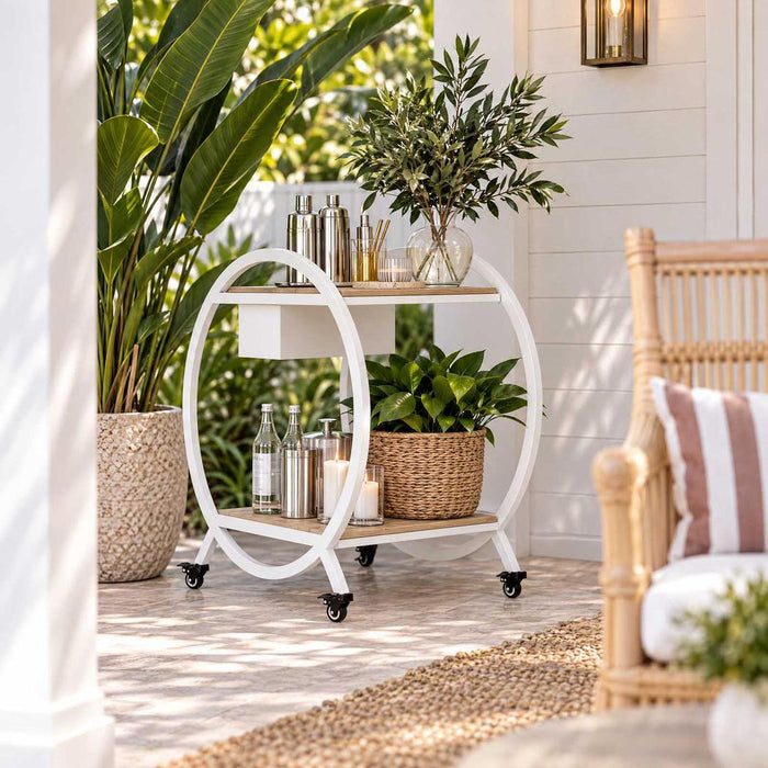 Ryder Bar Cart White Outdoor