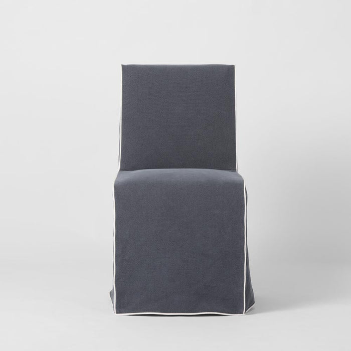Slip Cover Only - Clifton Dining Chair Navy W/ White Piping