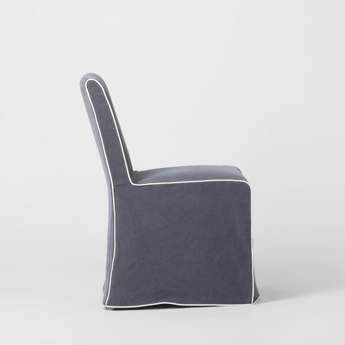 Slip Cover Only - Clifton Dining Chair Navy W/ White Piping