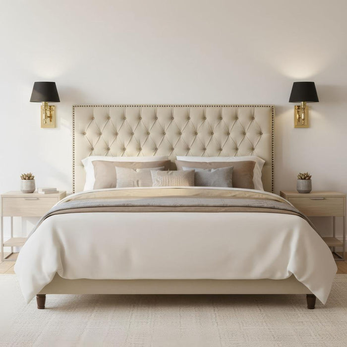Queenscliff Tufted Bedhead Queen Beige
