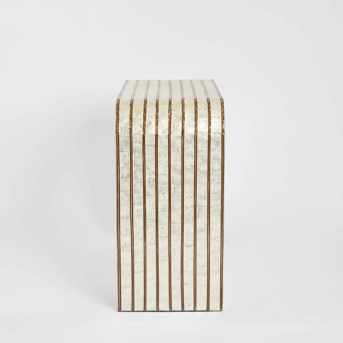 Raya White Shell & Bamboo Console Table