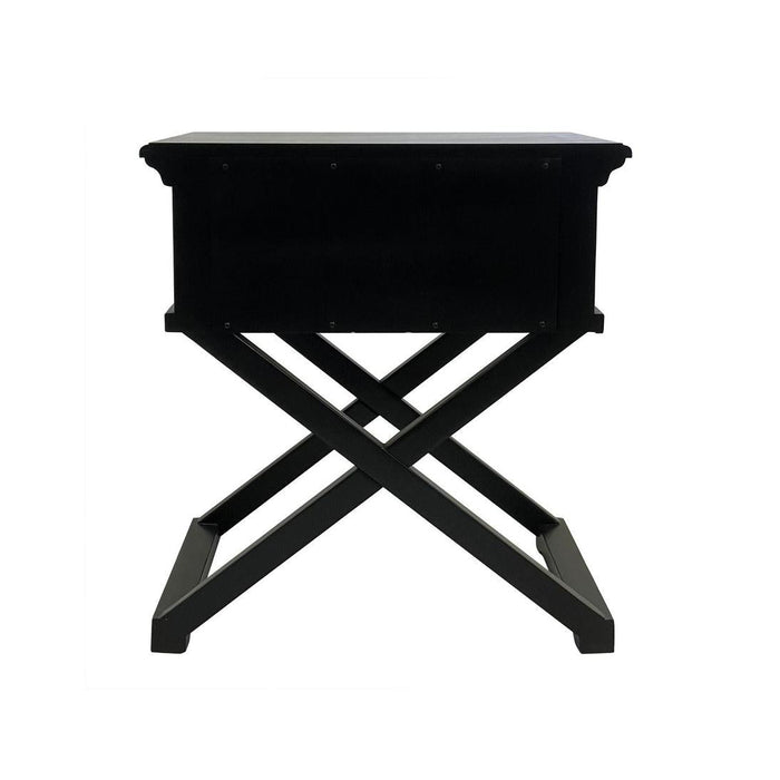 Sorrento Cross Leg Hamptons BedSide Table W/Drawer Black