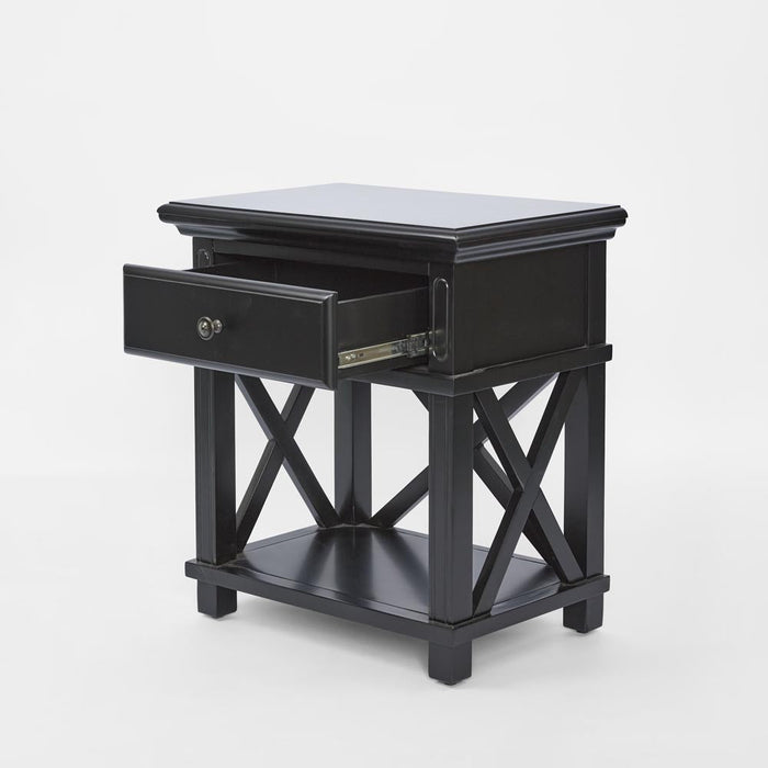 Sorrento Hamptons Bedside Table W/Drawer Black