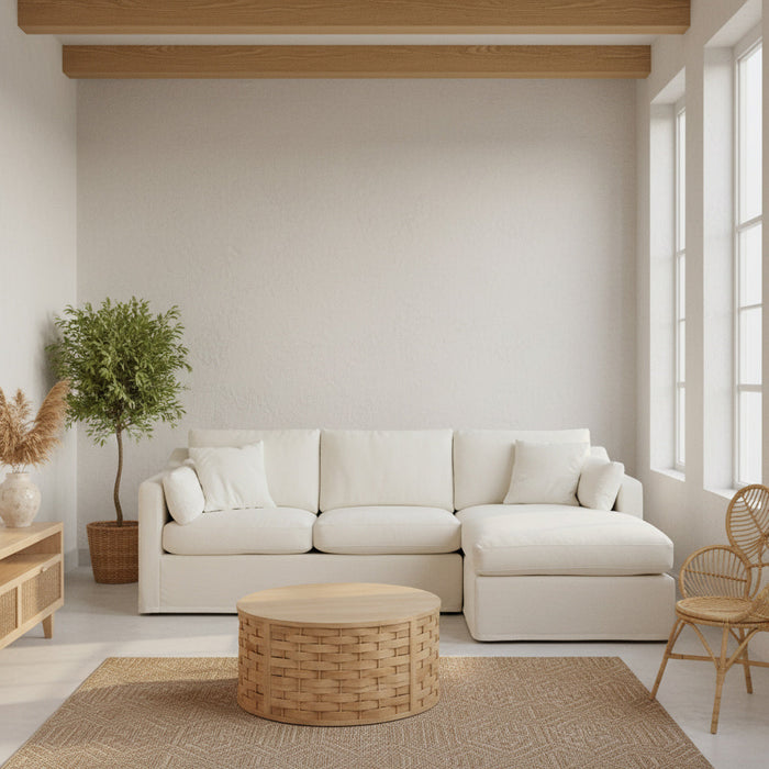 Clovelly 3 Seater Right Chaise Sofa Ivory