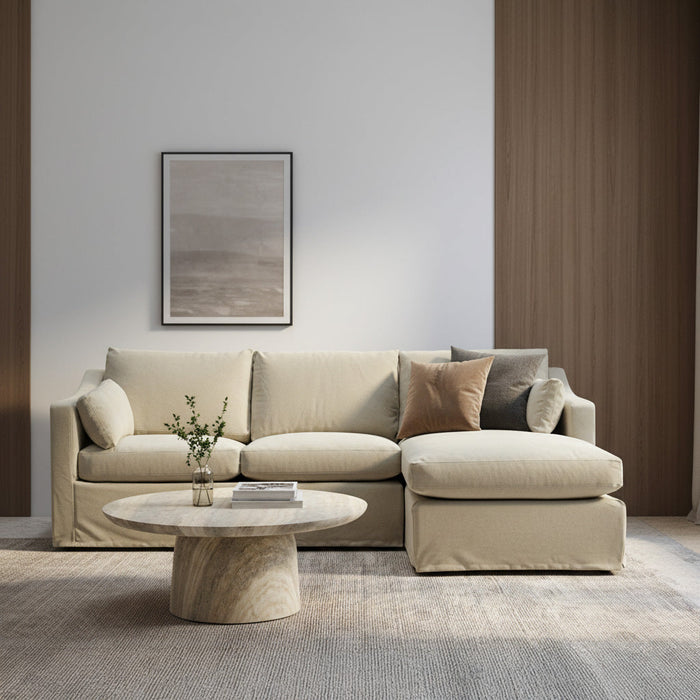 Clovelly 3 Seater Right Chaise Sofa Natural